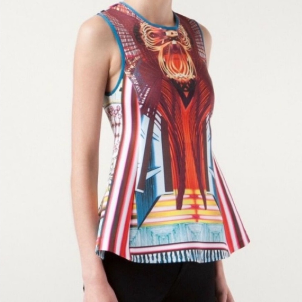 Clover Canyon  Sleeveless Women's Peplum Neoprene Multi Colored Top